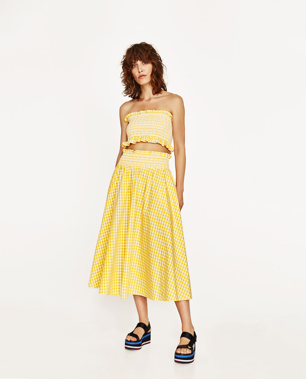 Zara gingham outlet skirt and top