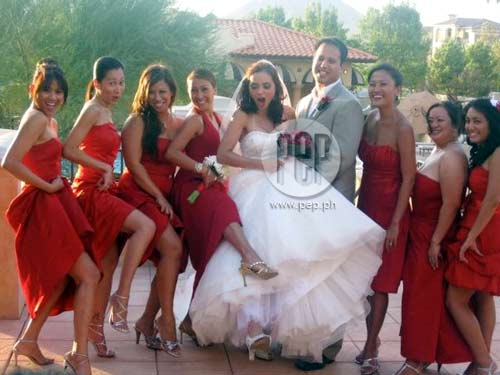 Red bridesmaid dress what color shoes Red bridesmaid dress what color shoes