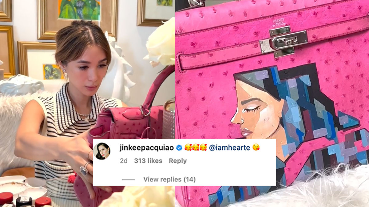 Heart Evangelista paints on Jinkee Pacquiao's Hermès Kelly bag