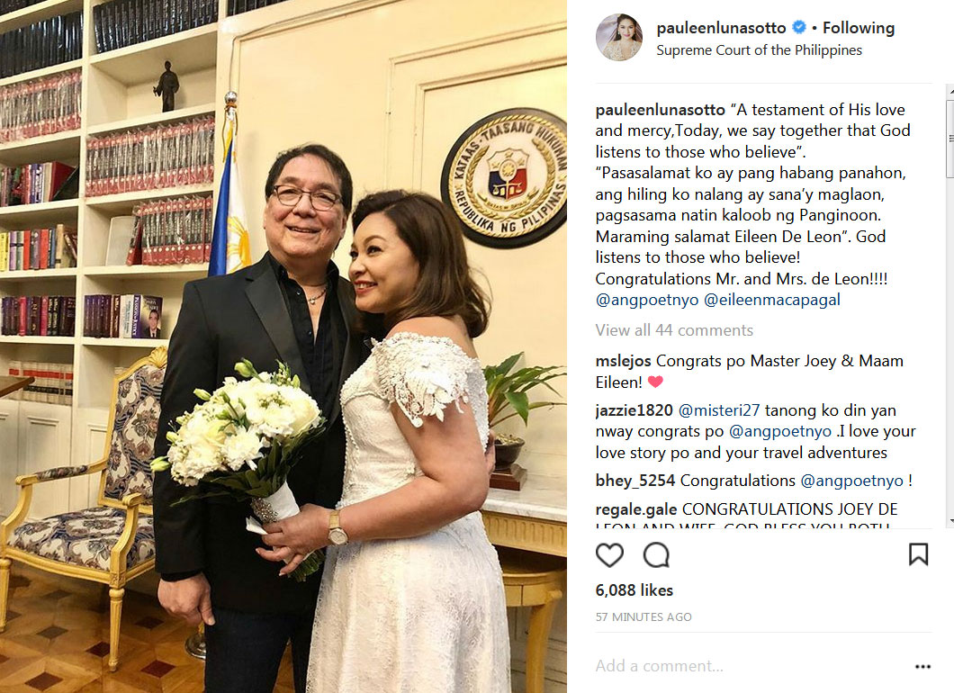 Joey de Leon marries long-time partner Eileen Macapagal | PEP.ph