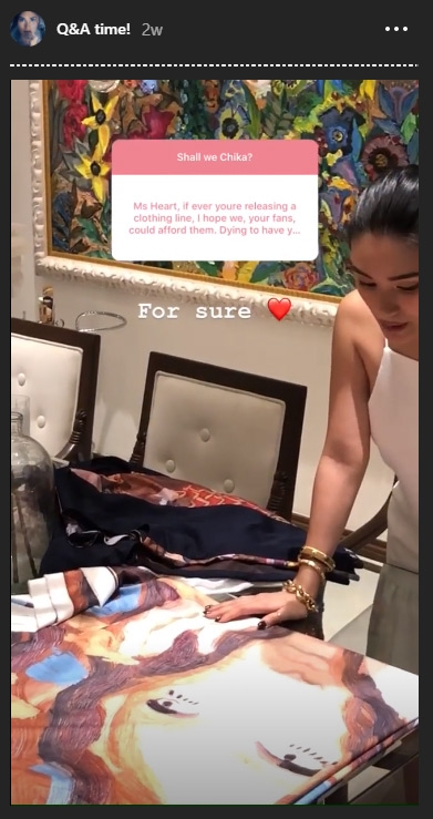 Heart Evangelista wears first piece from upcoming clothing line