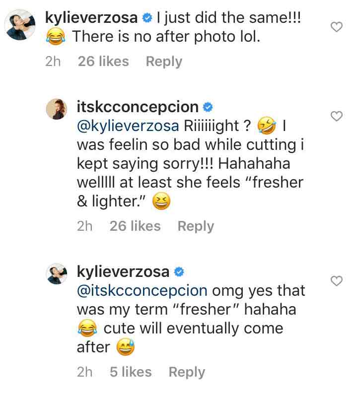 KC Concepcion Kylie Verzosa exchange messages on Instagram