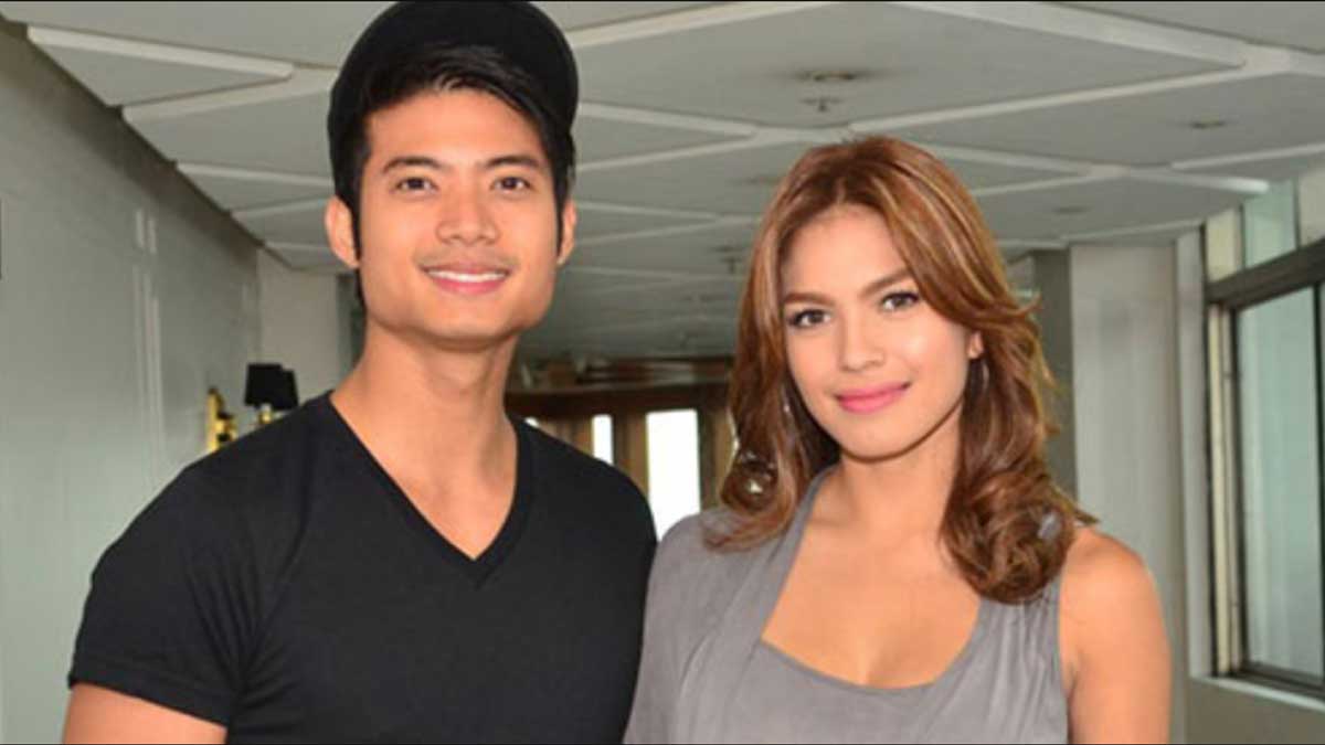 Mikael Daez in black shirt and cap. Andrea Torres in gray blouse.