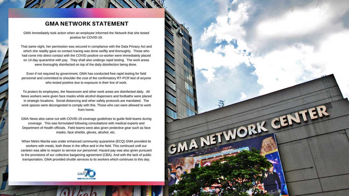 gma network building and gma network statement re covid-19-positive employee