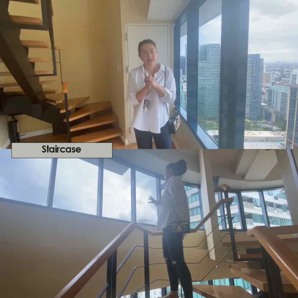 Youtube screengrab: Dimples Romana condo staircase before and after