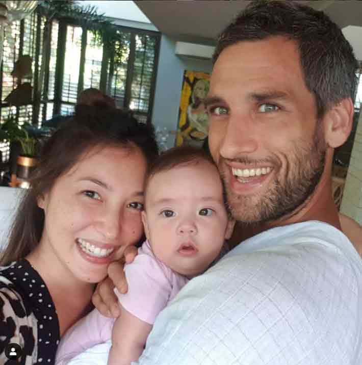 Solenn and Nico with baby Thylane