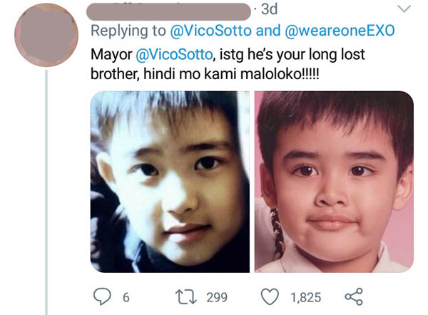 side by side childhood photos of vico sotto and exo do