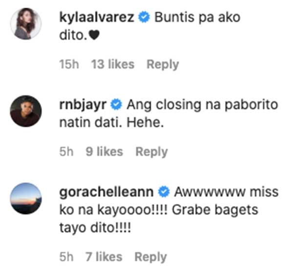 sunday all stars hosts and real life friends kyla, jay-r and rachelle anne go comments on jolina throwback post