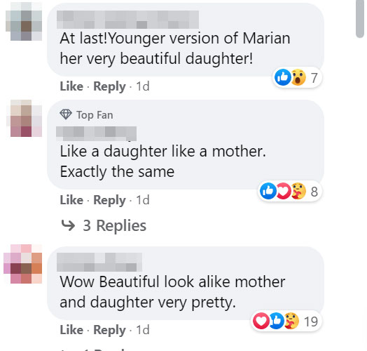 facebook comment: netizens think zia and marian are lookalikes