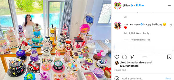Instagram post: Marian Rivera greets Jillian Ward