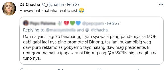 Twitter Repost: DJ Chacha asks for receipts and proofs
