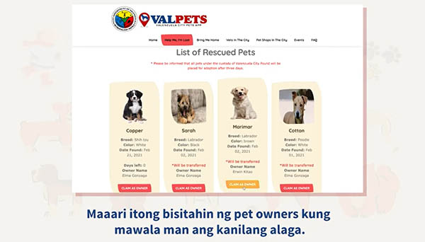 Valenzuela efforts for retrieving lost dogs