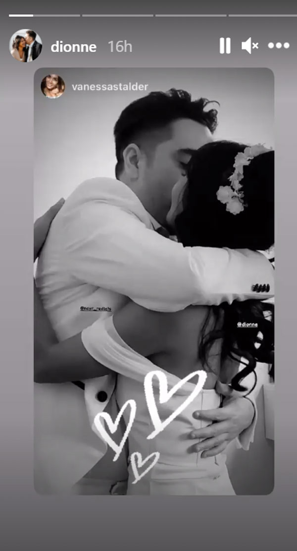 Instagram Story: Dionne Monsanto, Ryan Stalder wedding kiss