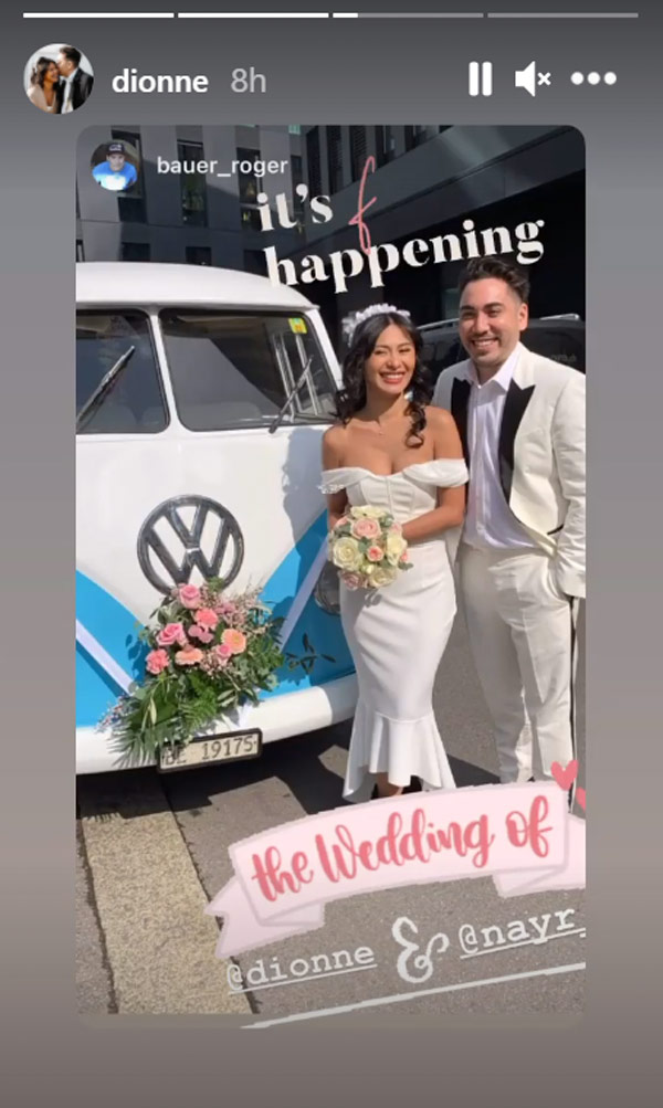 Instagram Story: Dionne Monsanto, Ryan Stalder wedding