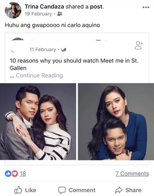 FB Post: Trina Candaza past crush on Carlo Aquino