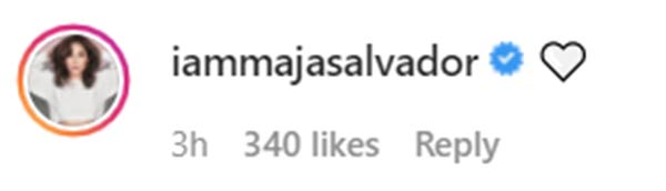 IG Comment: Maja Salvador posts a heart emoji