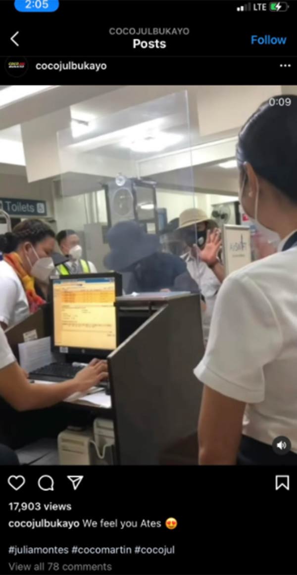 IG Photo: Julia Montes and Coco Martin in PAL check-in counter