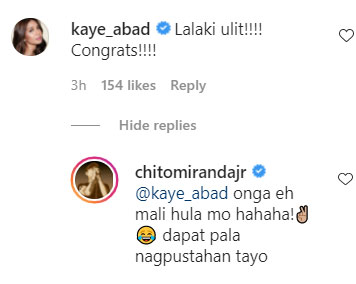 Kaye Abad congratulates Chito and Neri Miranda