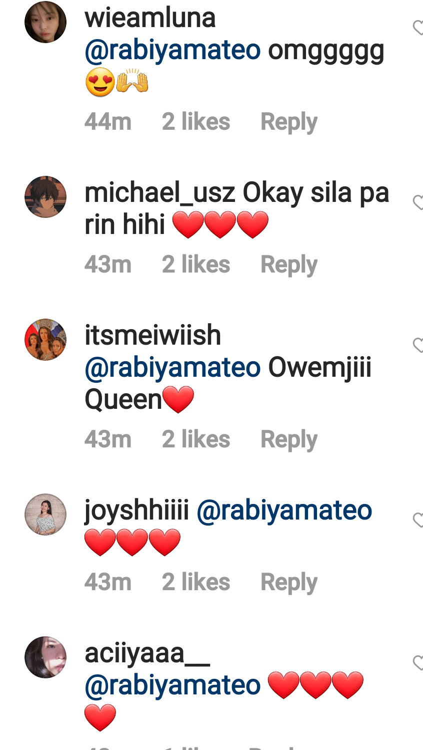 IG comment: fans happy to see Rabiya Mateo and Neil Salvacion interaction