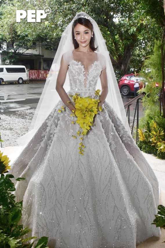 Kris Bernal wearing Swarovski-embellished custom-made wedding gown by Mak Tumang and accessories from Jacatel Jewelry