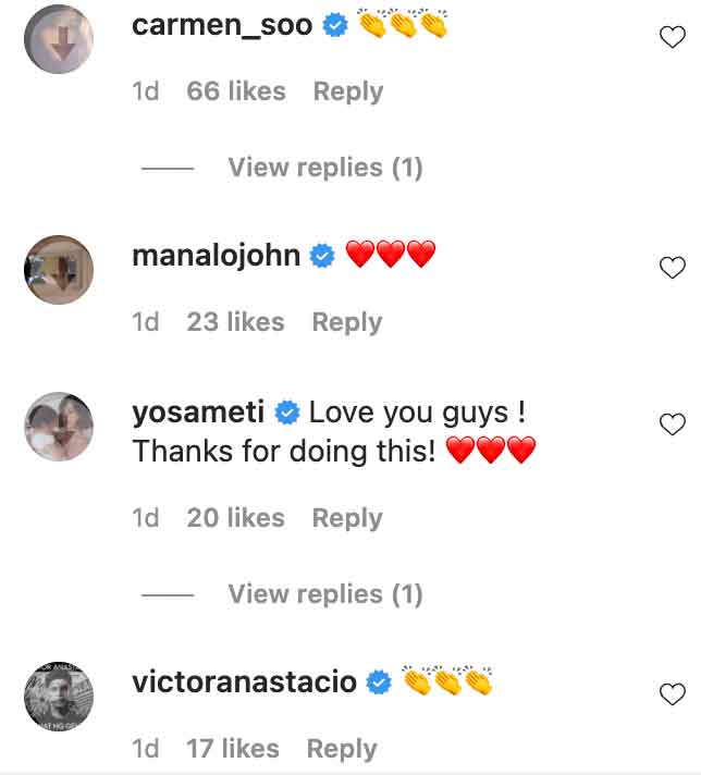 Celebrity followers comment on Jericho Rosales post