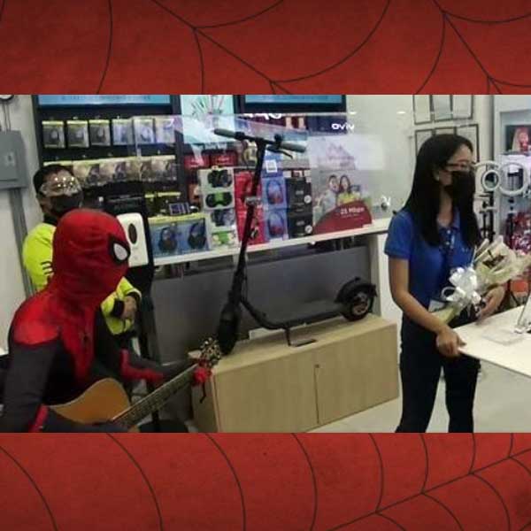 Delivery rider wears Spider-Man costume