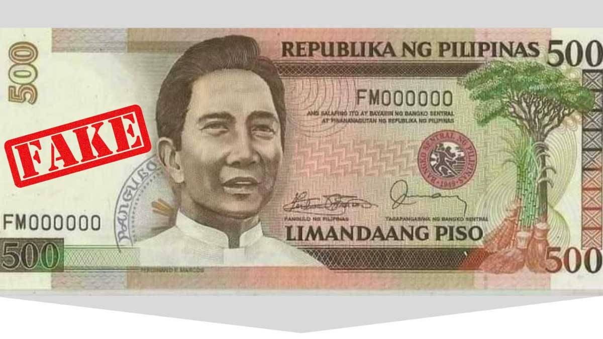 BSP says the PHP500 Marcos bill is fake
