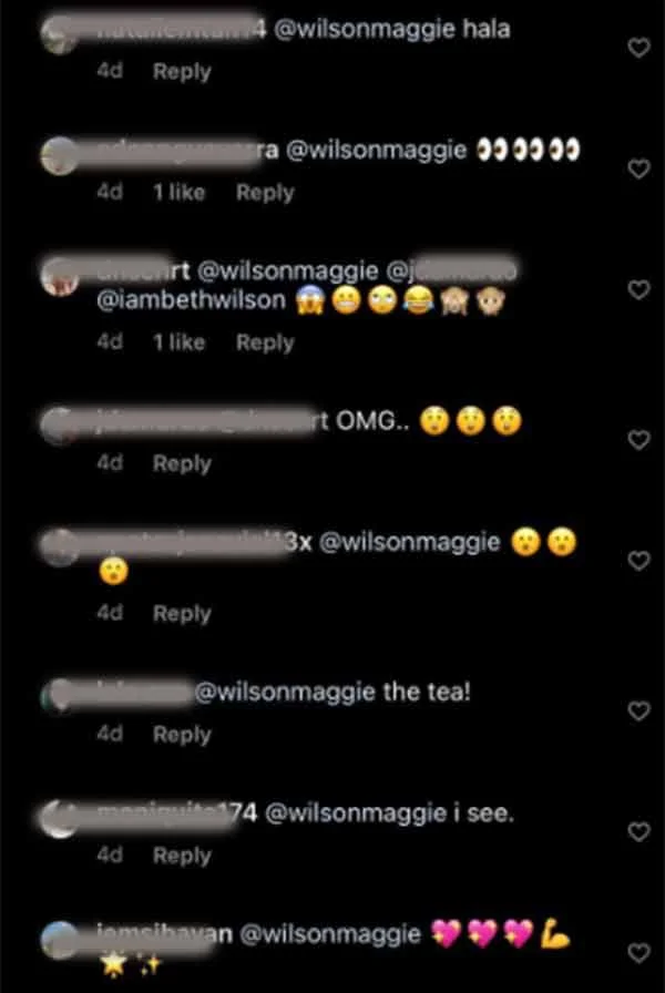 Comments about Maggie Wilson cryptic post