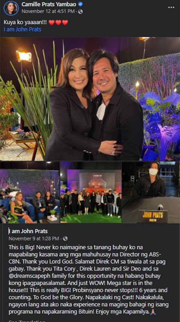 Camille Prats proud of brother John Prats assignment new director of FPJ's Ang Probinsyano