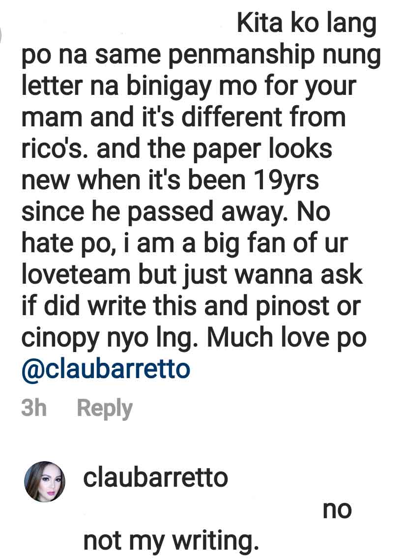 Claudine denies fabricating letter of Rico Yan