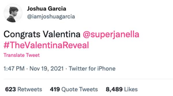 Joshua Garcia congratulates Janella Salvador as Valentina