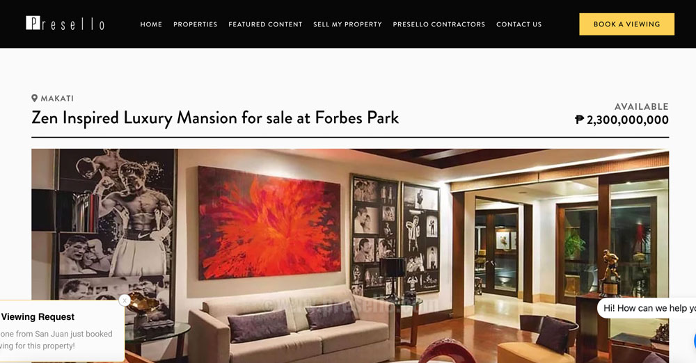 Manny and Jinkee Pacquiao's Forbes Park Mansion is for sale