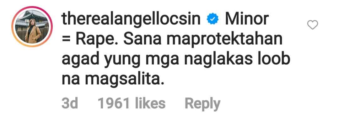 Angel Locsin comment on Pastor Apollo Quiboloy indictment