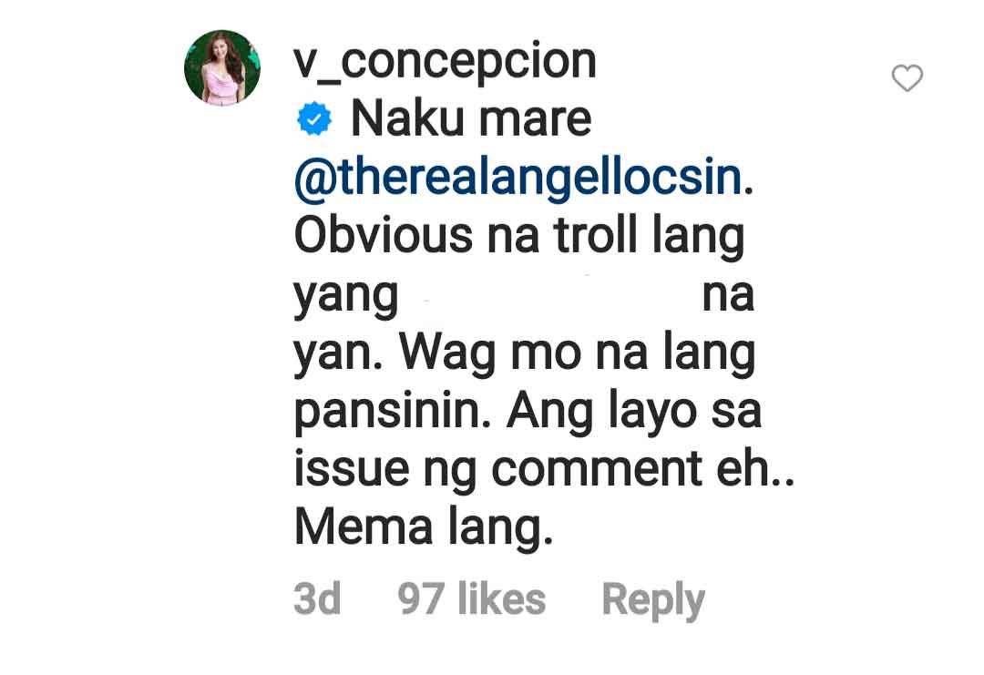 Valerie Concepcion comment on Angel Locsin post