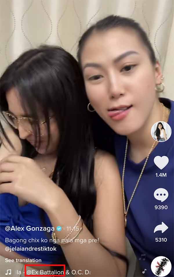 Alex Gonzaga TikTok with Jelai Andres where Alex mouthed King Badger