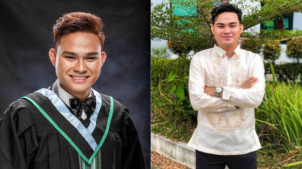 Abzonie Reño in his graduation photo, at right is his recent photo