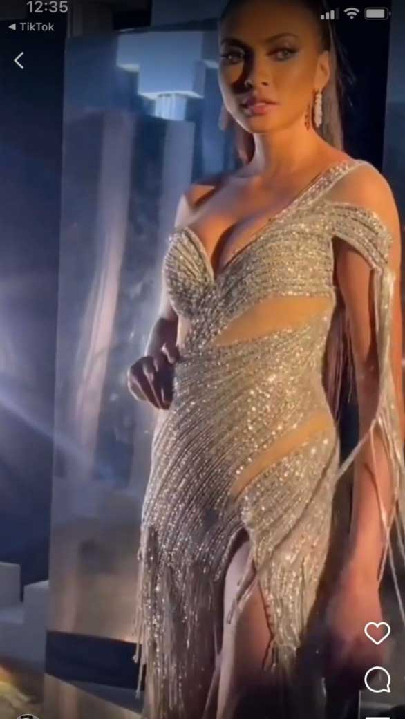 Beatrice Luigi Gomez silver gown for Miss Universe 2021