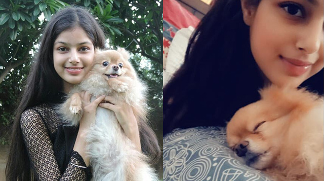 Harnaaz posing with her dog on Instagram