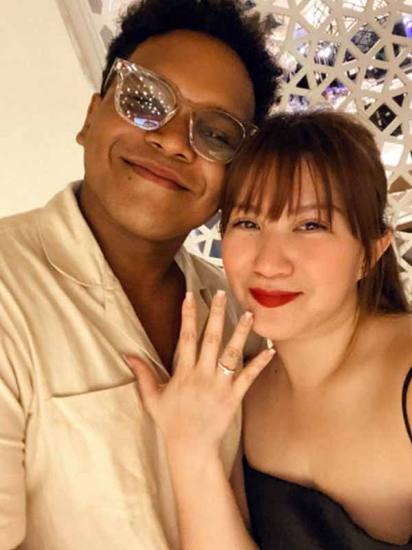 Joe Vargas and Bianca Yanga showing her engagement ring