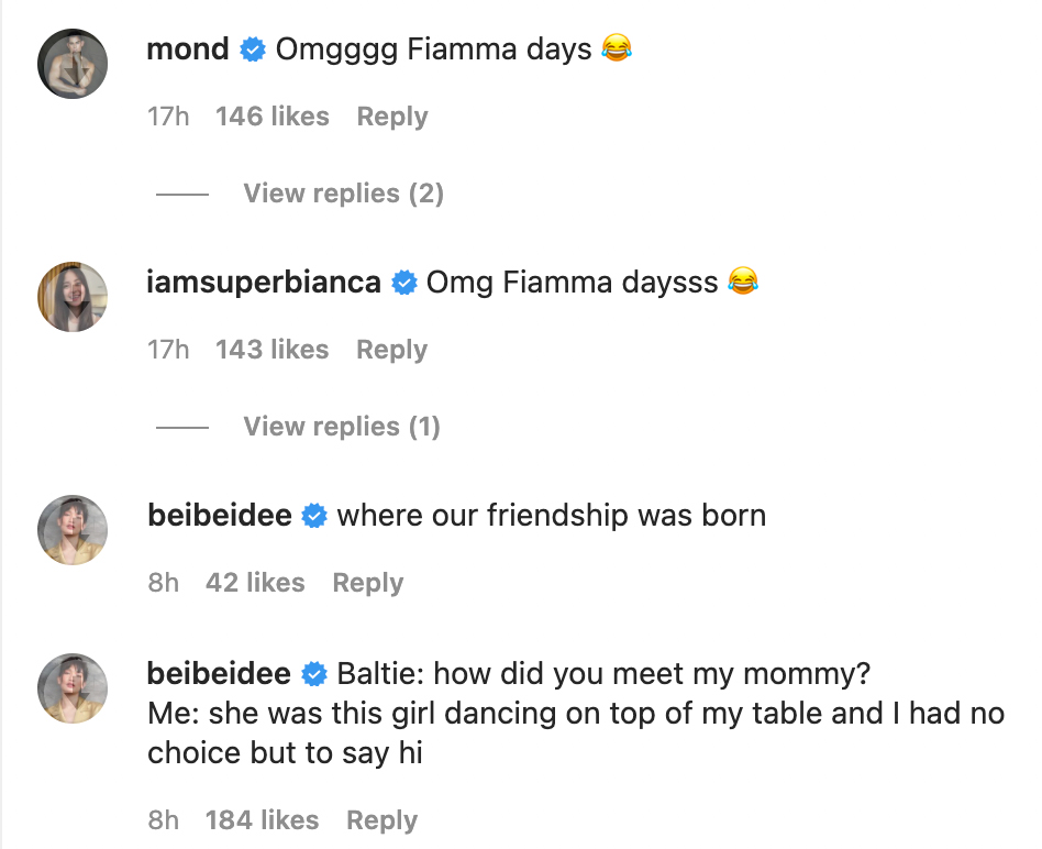 Isabelle Daza, Anne Curtis, Solenn Heussaff Fiamma days comments on Instagram
