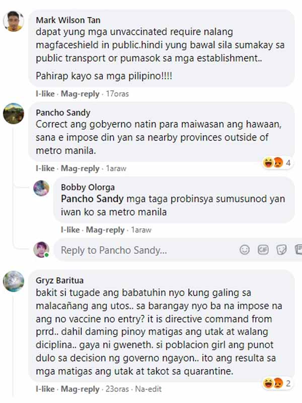 Citizens reactions to DOTr's 'no vax, no ride' policy