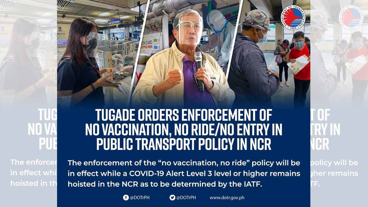DOTr announces the 'no vax, no ride' policy