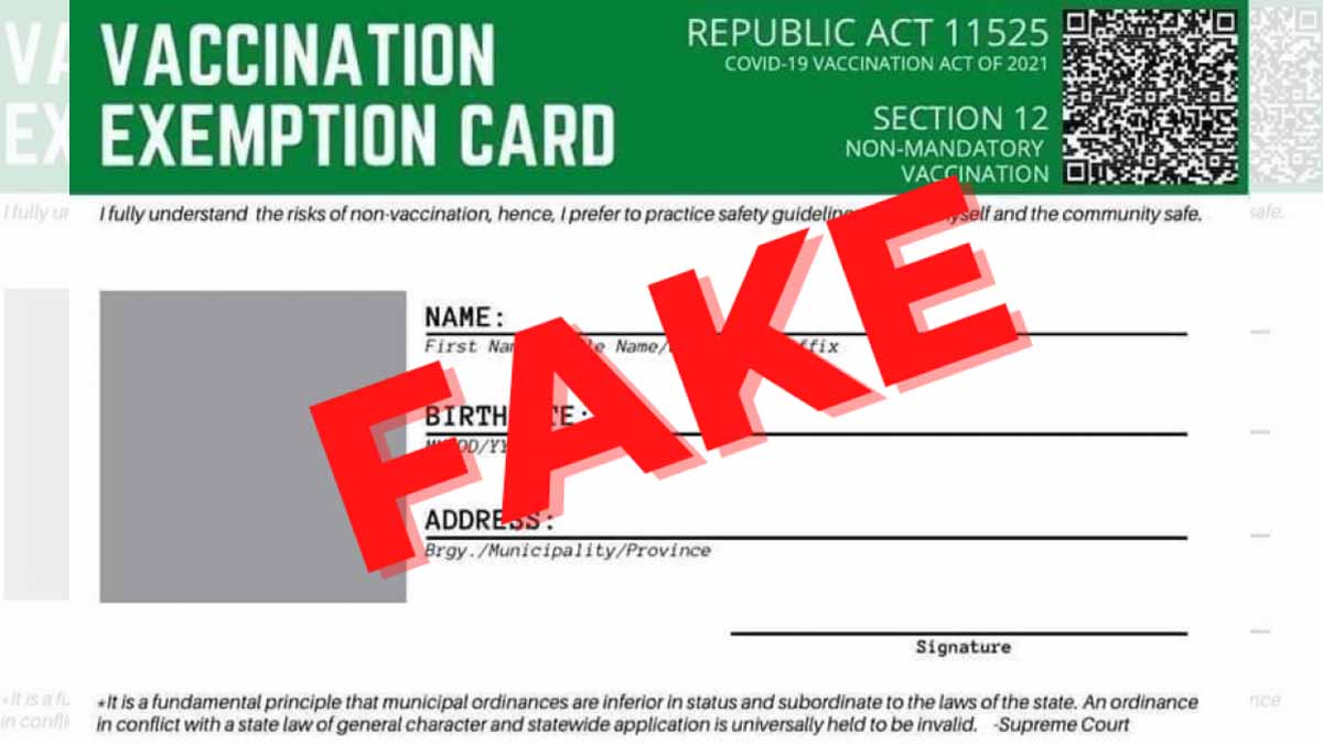 The fake vaccination exemption card