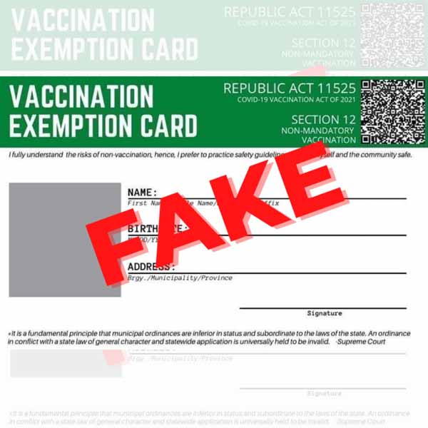 The fake vaccination exemption card