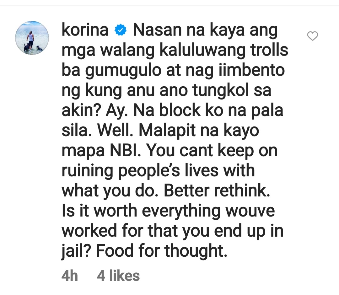 Korina Sanchez misses her trolls