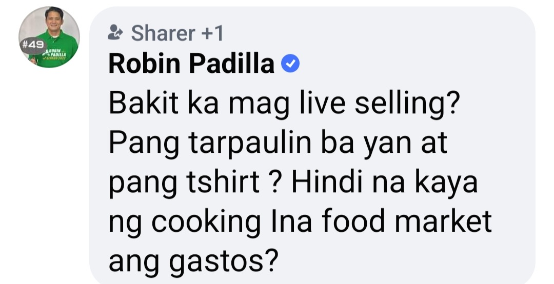 Mariel Padilla live selling for Robin Padilla's campaign