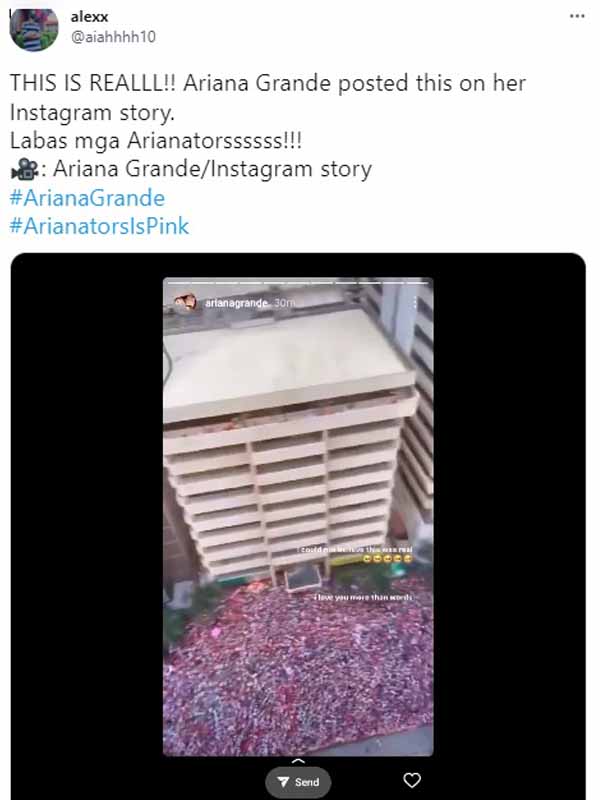 Netizens confirm Ariana Grande's IG story about Leni-kiko rally is legit.