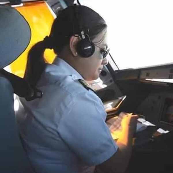 Capt. Amore Martinez inside a cockpit