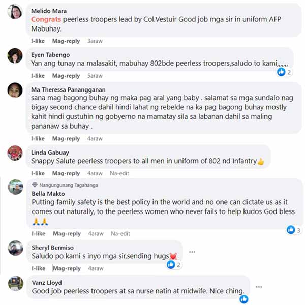 Netizens' reactions to Philippine Army taking care of former rebel's baby