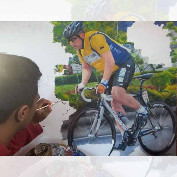 Emel Espiritu's artwork a man biking